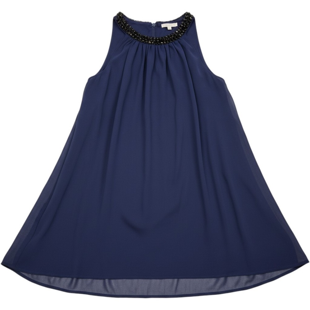 City Chic Royal Blue Beaded Neckline Sleeveless Swing Mini Dress XS